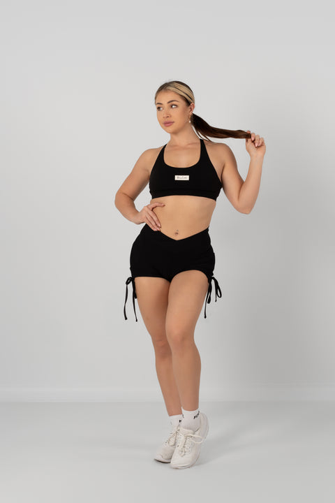 Ribbed Booty Shorts Black
