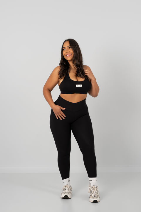 Ribbed Full Length Tights Black
