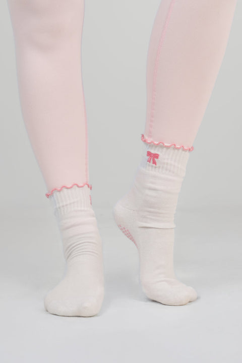Pilates Socks - Pink Bow