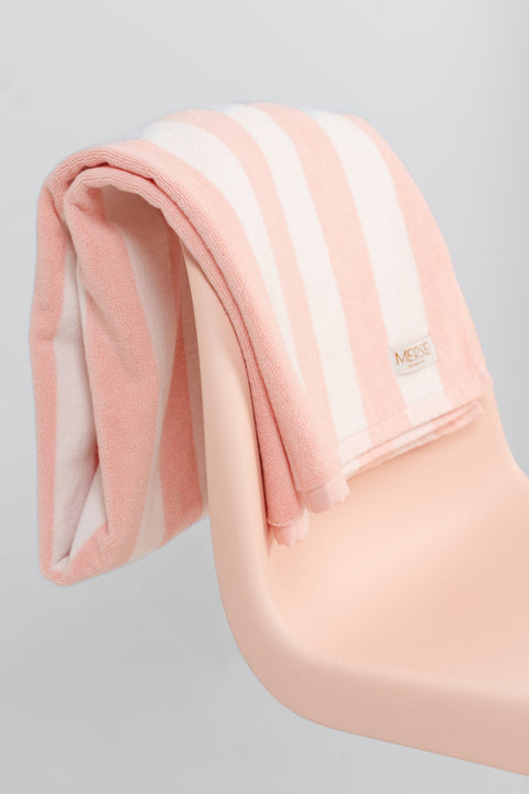 Pink & White Stripe Beach Towel - Merse