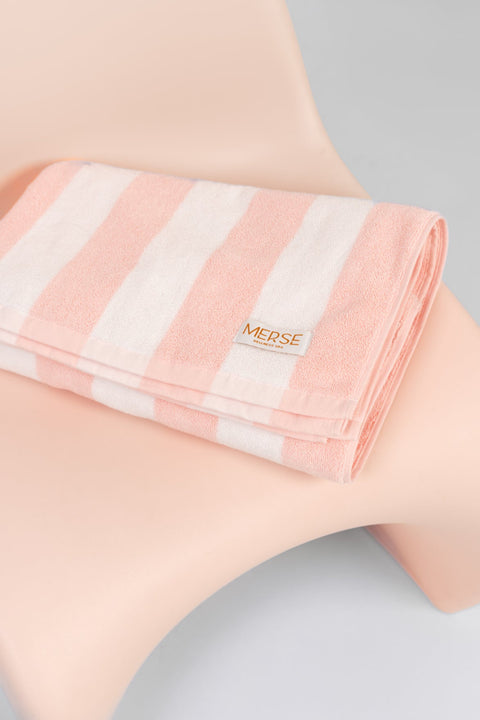 Pink & White Stripe Beach Towel - Merse