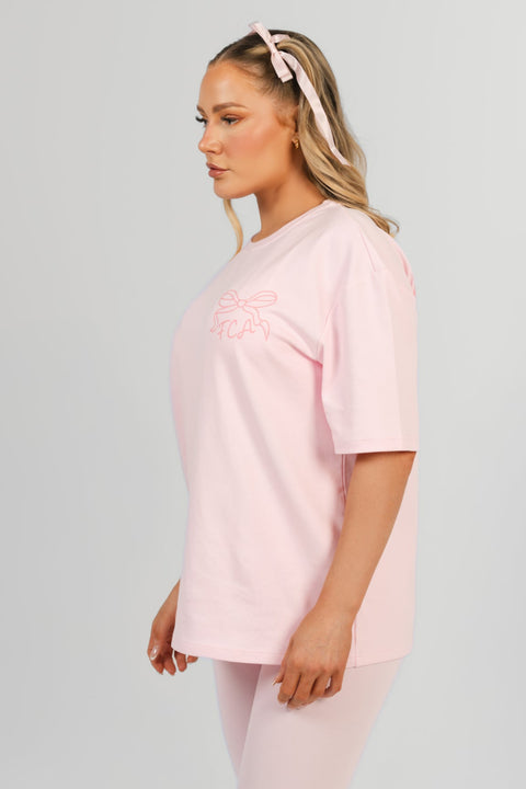 Over Size Tee - Pink Bow
