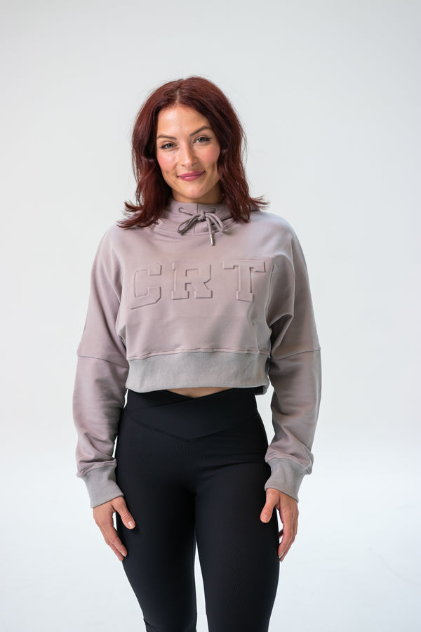 Grey Womens Cropped Hoodie