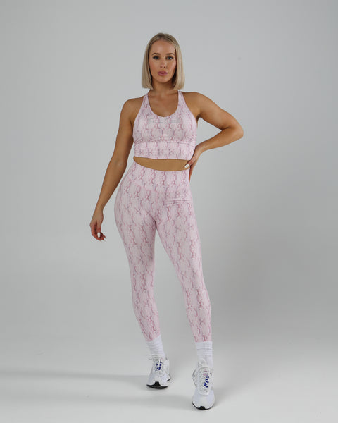 Full Length Scrunch Tights - Pink Snake