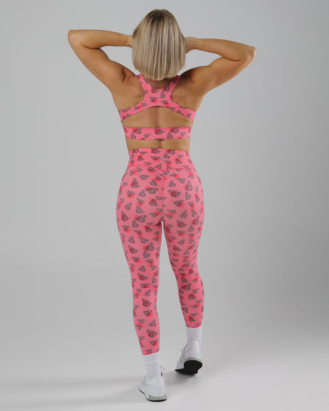 Full Length Scrunch Tights Pink Butterfly