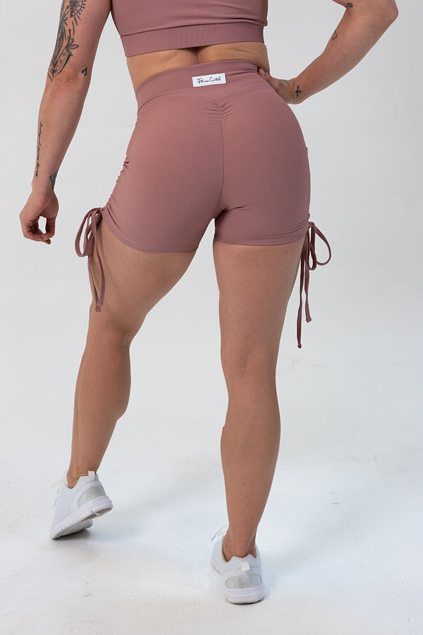 Ribbed Booty Shorts Light Brown