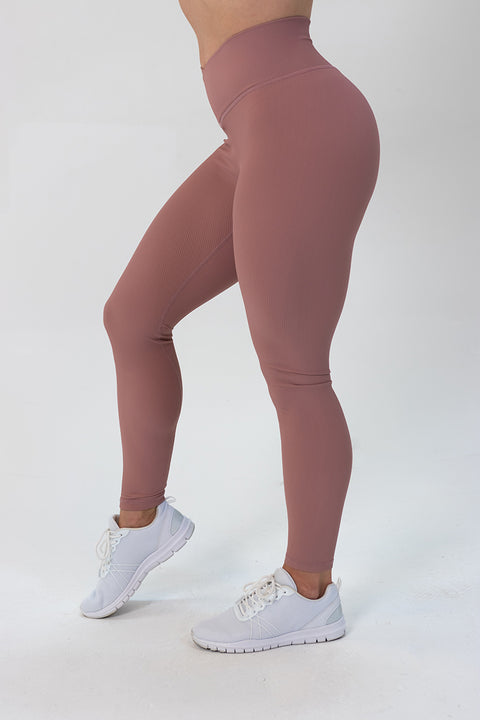 Ribbed Full Length Tights Light Brown
