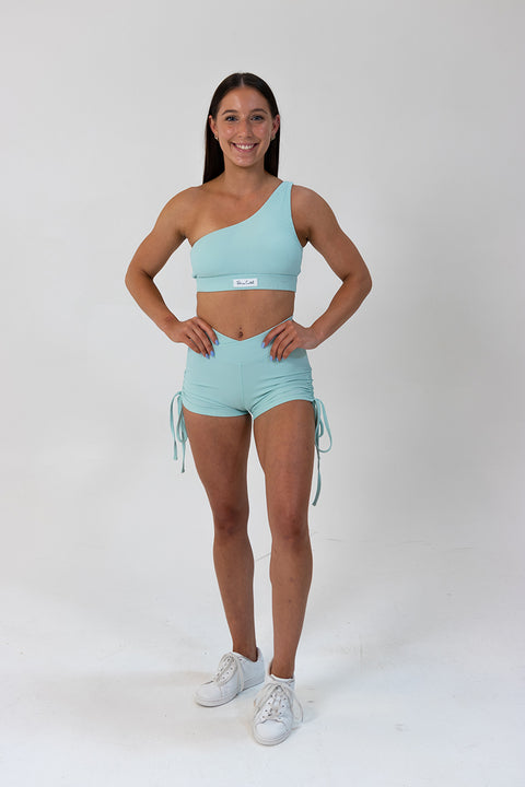 Ribbed Booty Shorts Aqua