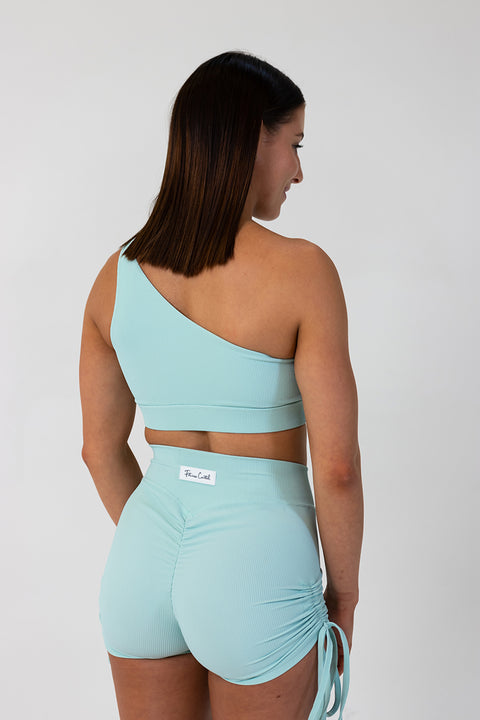 Ribbed Lulu Bra Aqua