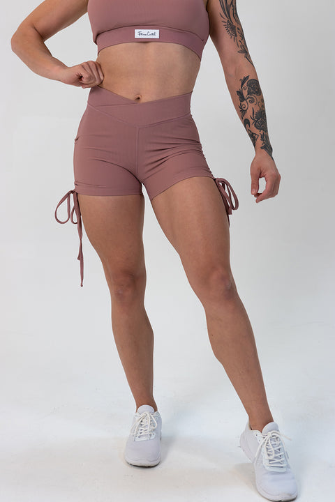 Ribbed Booty Shorts Light Brown